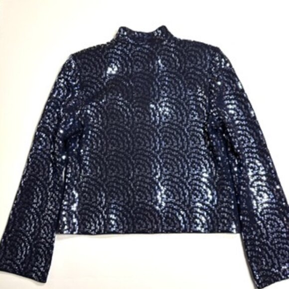 St. John Evening Navy by Marie Gray Navy Sequin 2-Piece Skirt Suit, Sz 4 - Picture 6 of 6